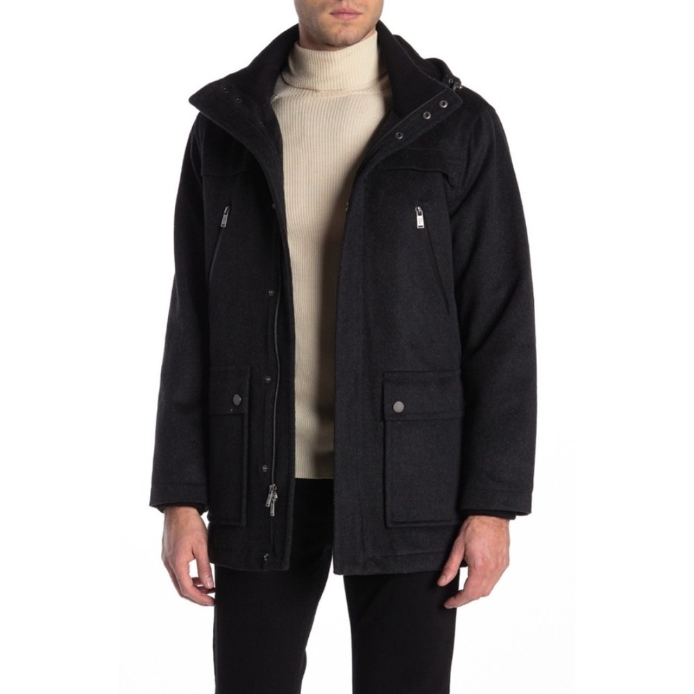Pendleton‎ Bainbridge Wool Blend Hooded Coat Size M Black Lined Winter Jacket